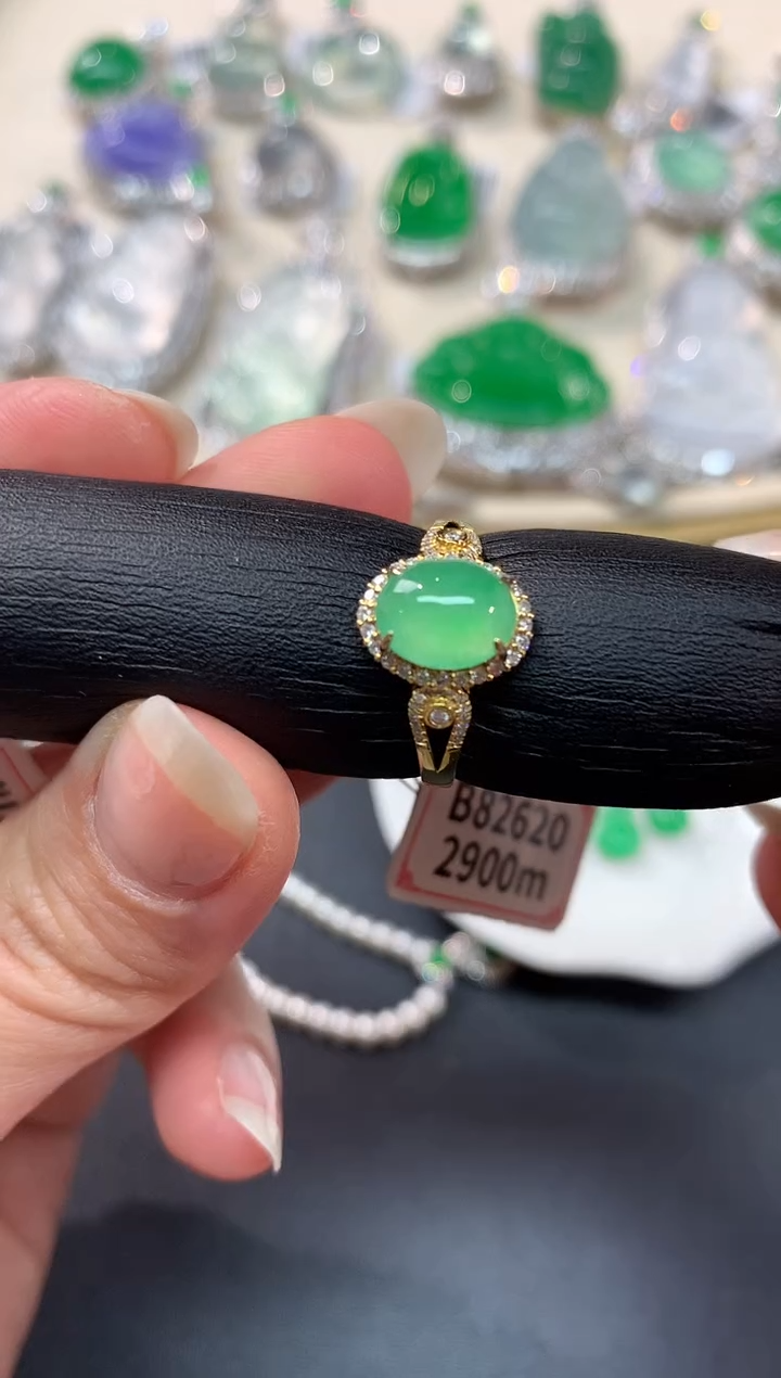 【闪购商品】翡翠戒指18K金镶嵌A128|4800+0