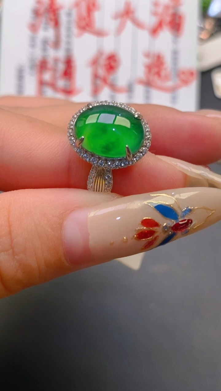 【闪购商品】翡翠耳饰银S925镶嵌天然A货翡翠1