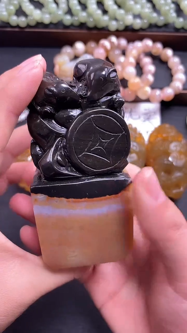 【闪购商品】玛瑙/玉髓鼠来宝未镶嵌印章