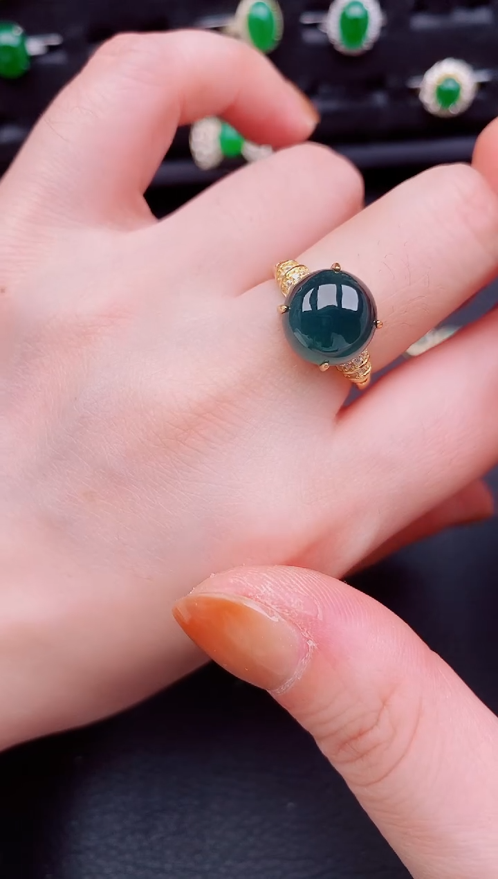 【闪购商品】翡翠戒指银S925镶嵌天然a货翡翠277