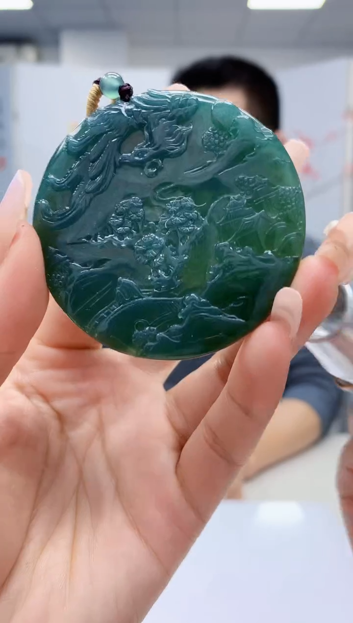 【闪购商品】定制翡翠未镶嵌3916lr-毛货挂件79