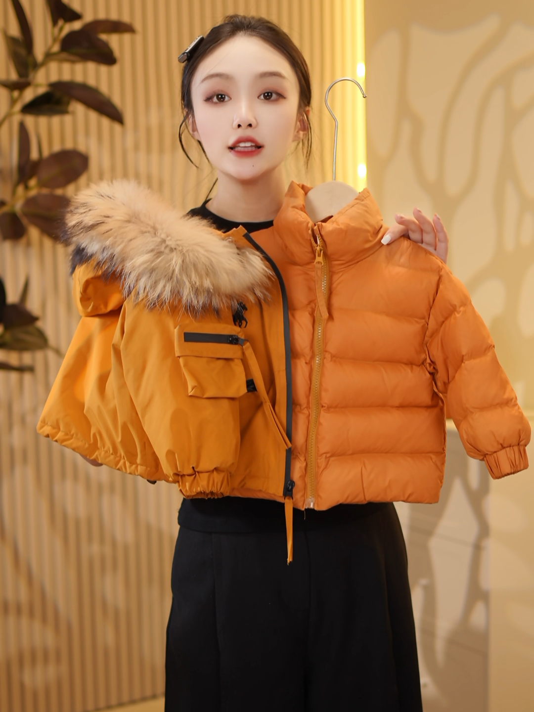 【现货】2025冬季儿童新款韩版时尚棉服外套+羽绒内胆两件套58389