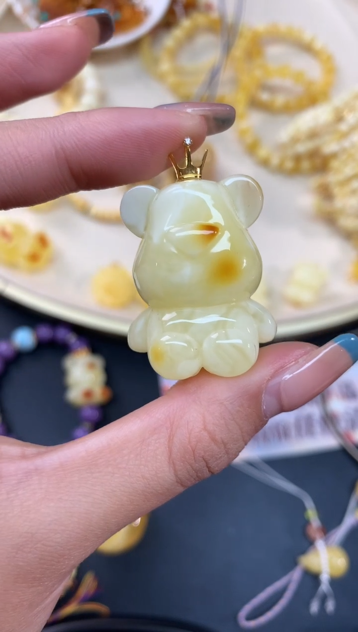 【闪购商品】蜜蜡裸石18K金镶嵌吊坠A43|1680