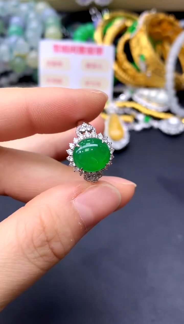 18K金镶嵌戒指翡翠451-中国好珍宝