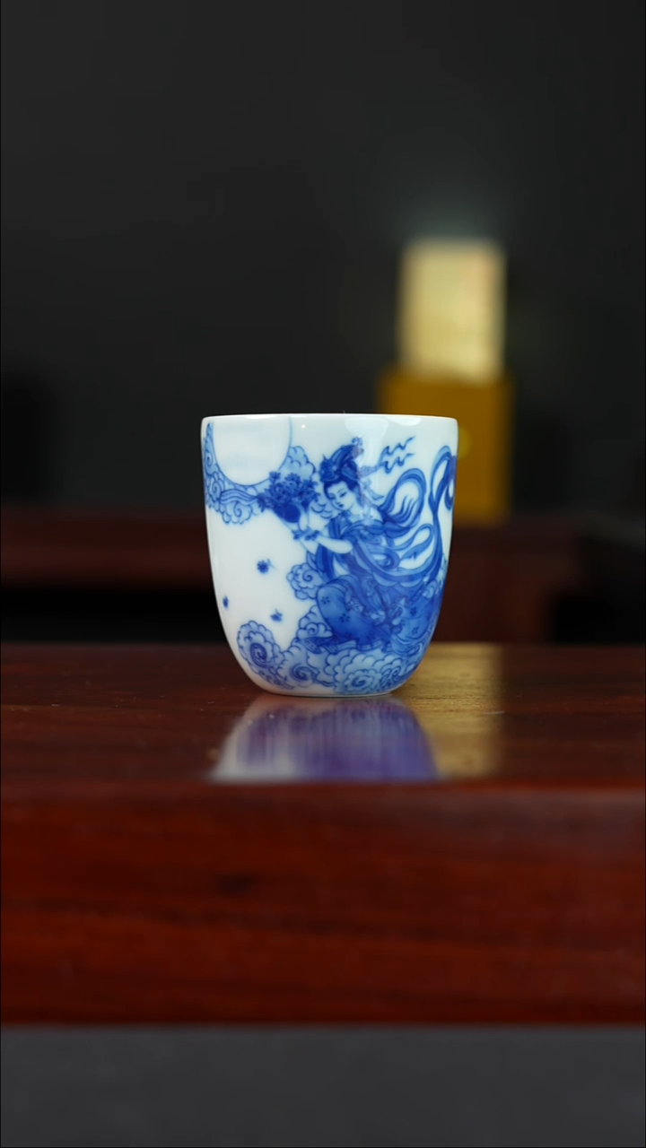 祖传窑真柴窑传承400年天女散花花神杯