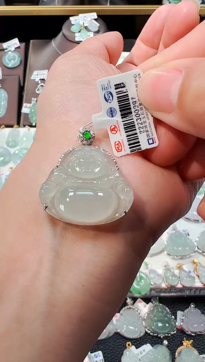 【闪购商品】翡翠吊坠(不含链)18K金镶嵌佛公吊坠097