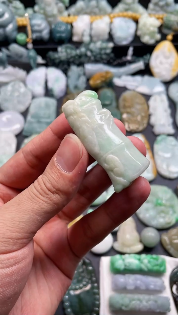 颈饰未镶嵌翡翠18  天然翡翠a货  竹节