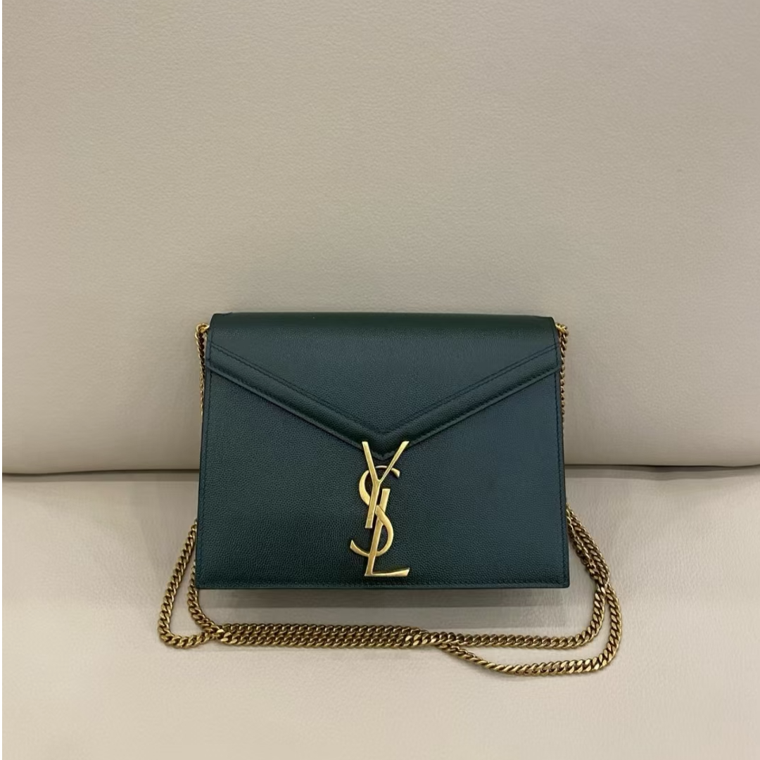 95新 YSL/圣罗兰 【总仓】 cassandra链条包墨绿色鱼子酱