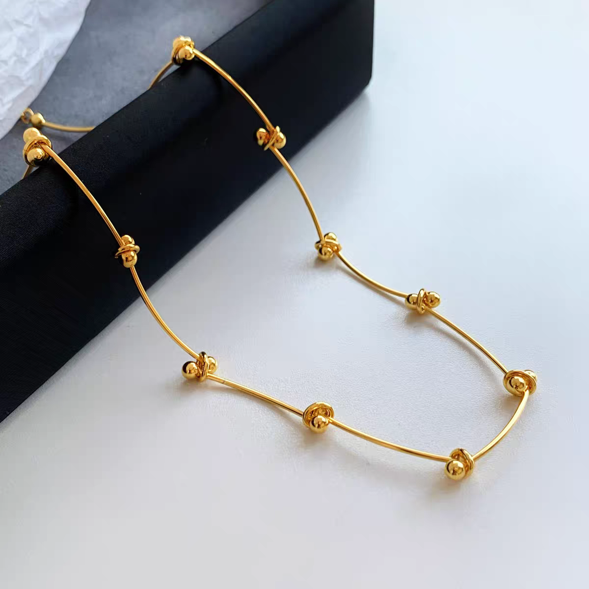 铜合金项链 银圆珠女简约小众设计感气质锁骨链个性