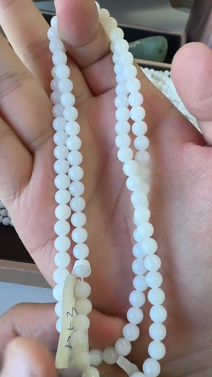 【闪购商品】和田玉珠链未镶嵌1353 108*6mm 白玉链子