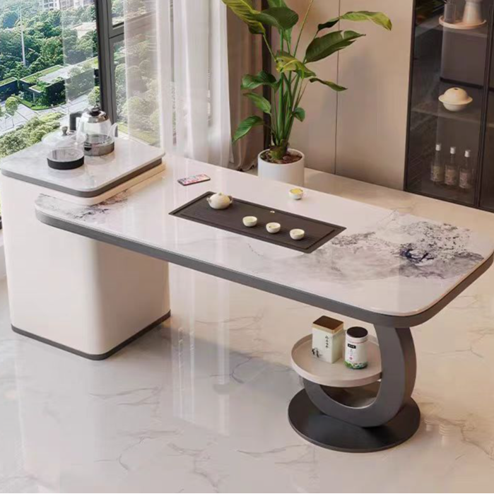 岩板茶桌椅组合家用阳台茶台饭店茶室功夫泡茶烧水一体轻奢客厅