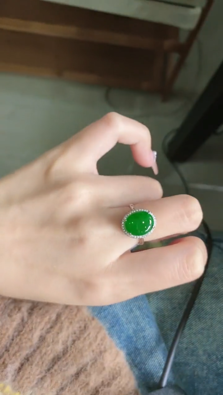 【闪购商品】翡翠戒指银S925镶嵌51511