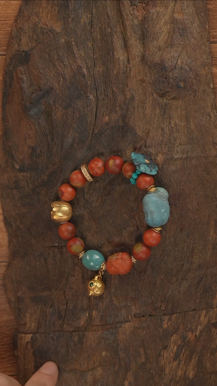 【闪购商品】南红玛瑙手串18K金镶嵌S2920-定制