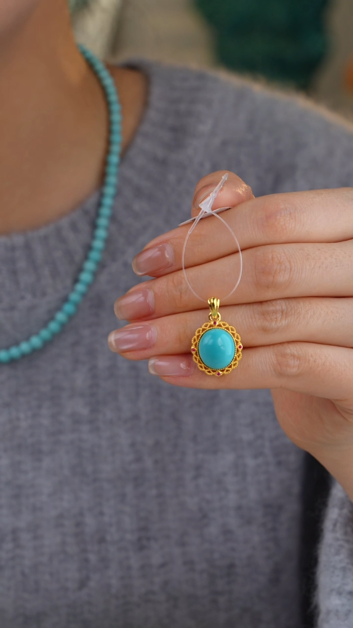 【闪购商品】绿松石吊坠(不含链)18K金镶嵌1