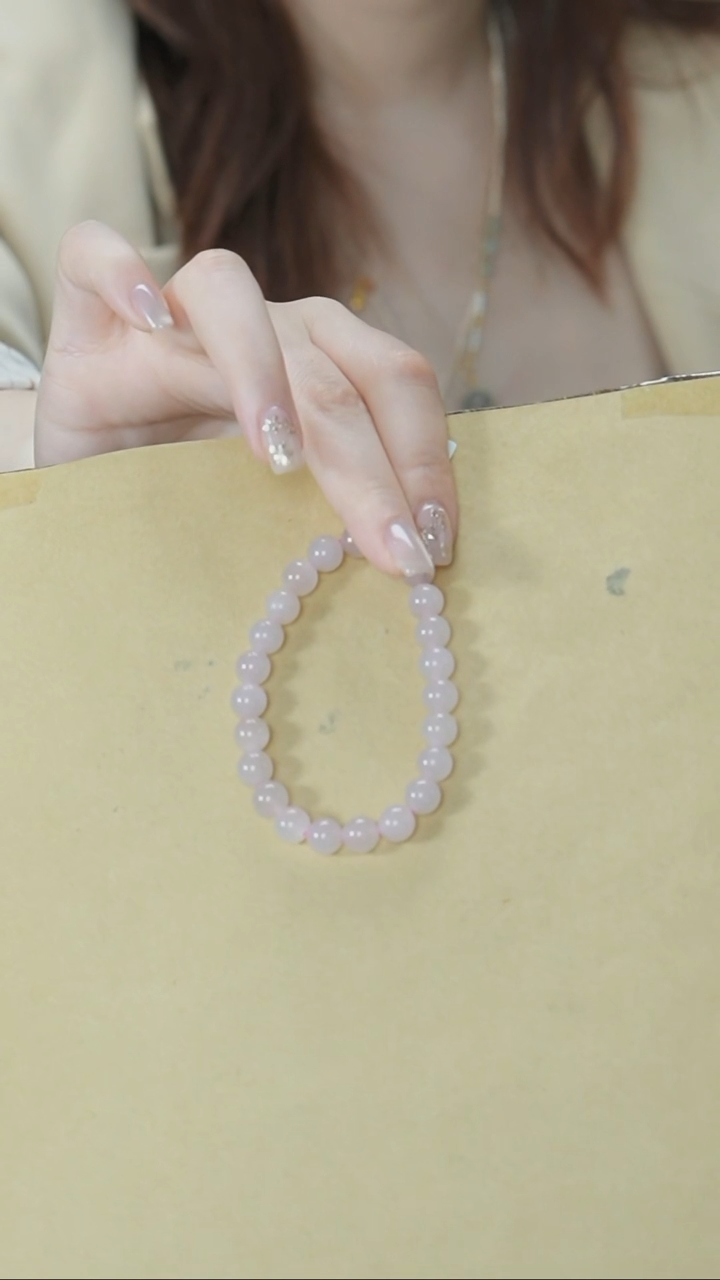 【闪购商品】和田玉颈饰未镶嵌藕粉珠串手链（卡8mm）8