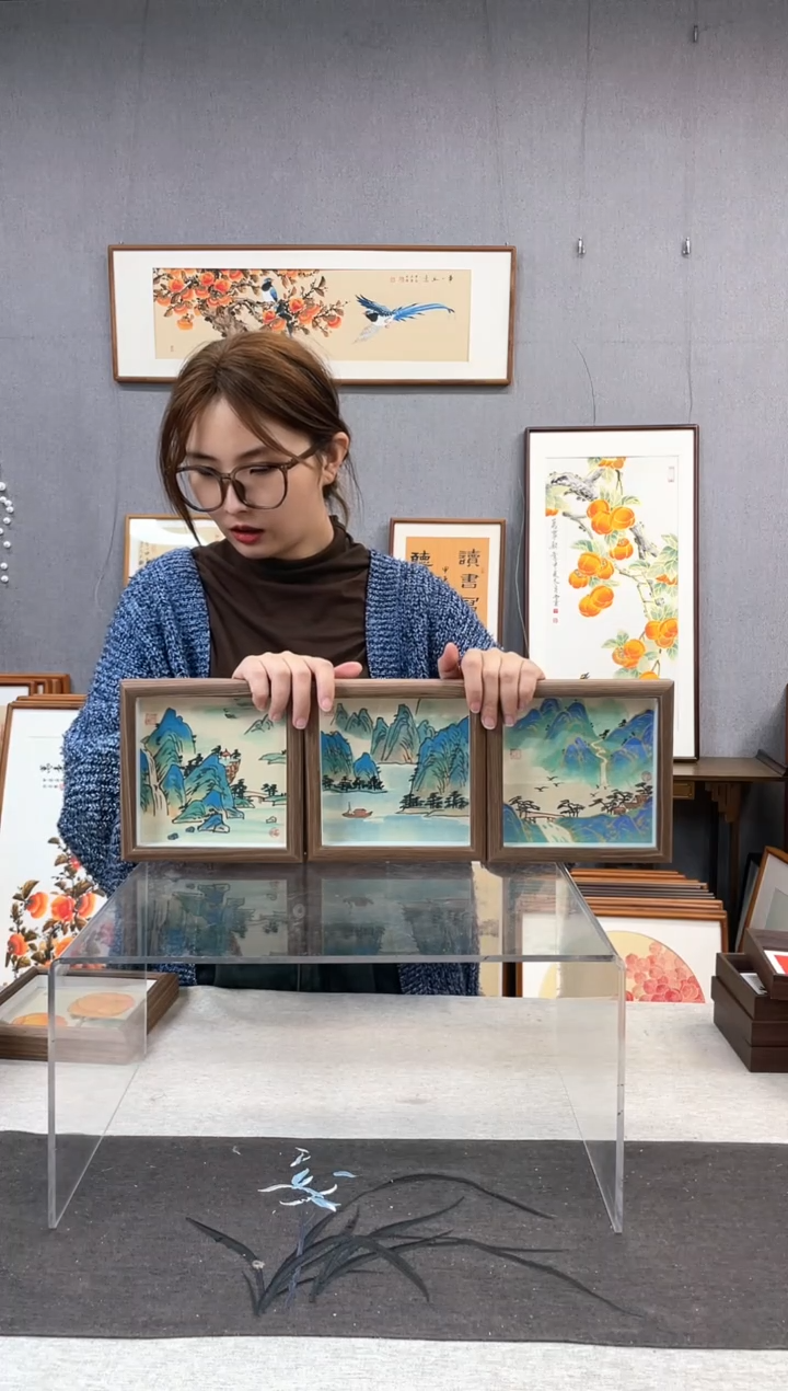 【闪购商品】国画纯手写带框作品-15*15 三个
