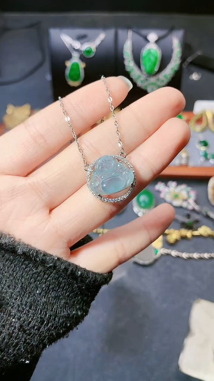 【闪购商品】翡翠颈饰银S925镶嵌吊坠