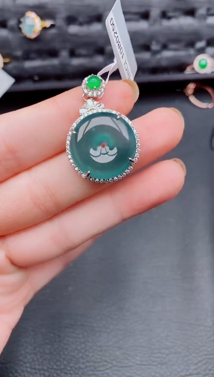 【闪购商品】翡翠颈饰银S925镶嵌天然a货翡翠397