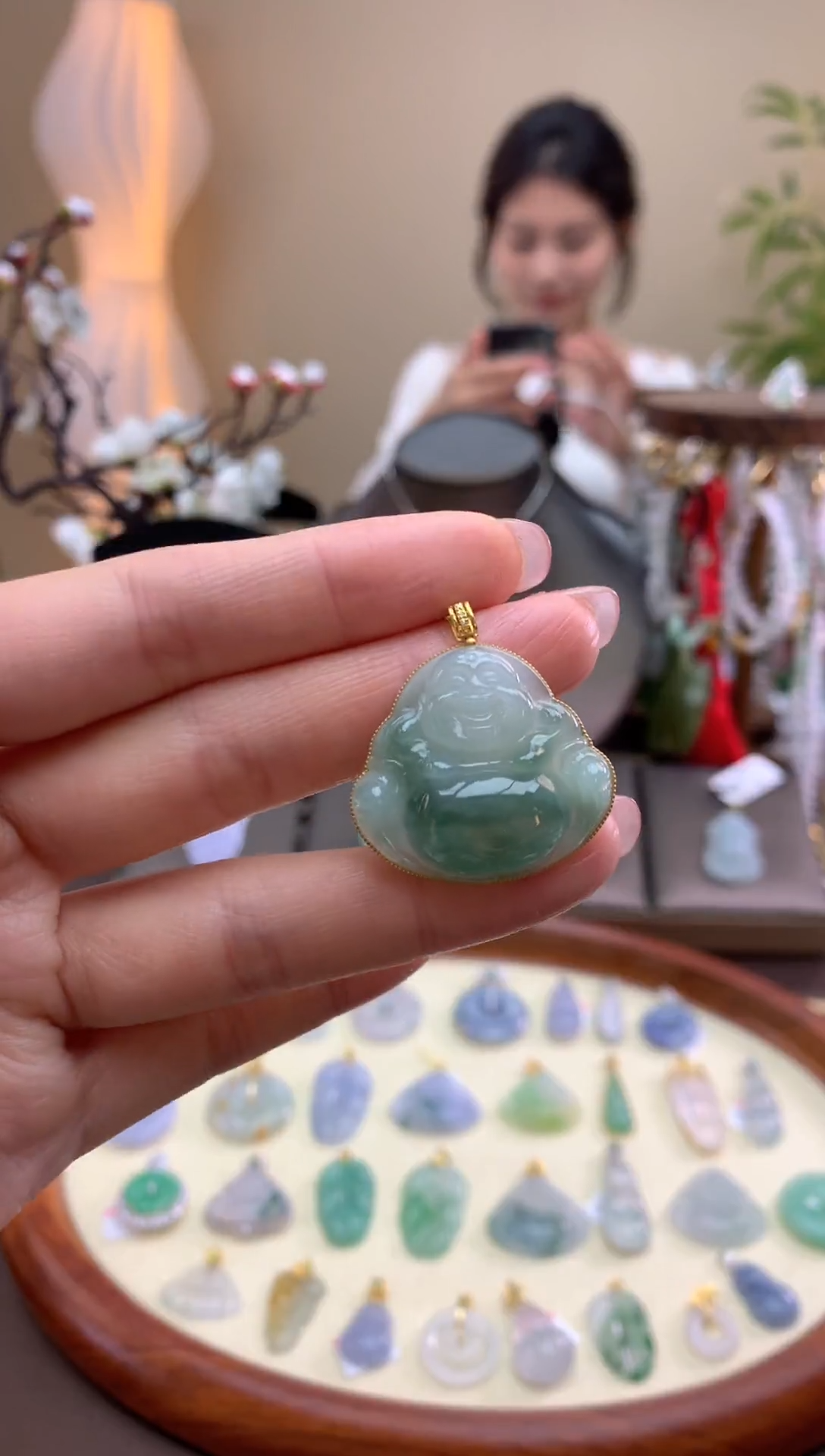 【闪购商品】翡翠颈饰18K金镶嵌佛公