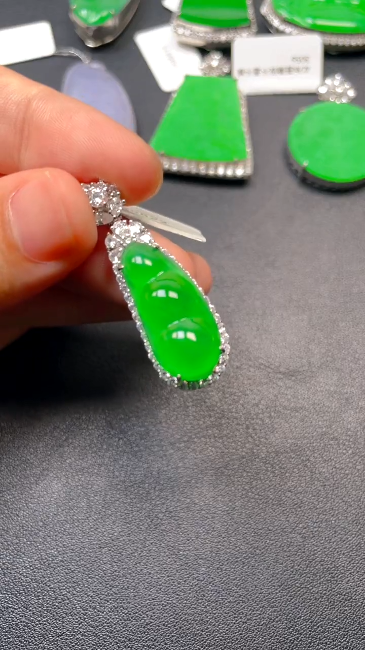 吊坠(不含链)银S925镶嵌翡翠吊坠