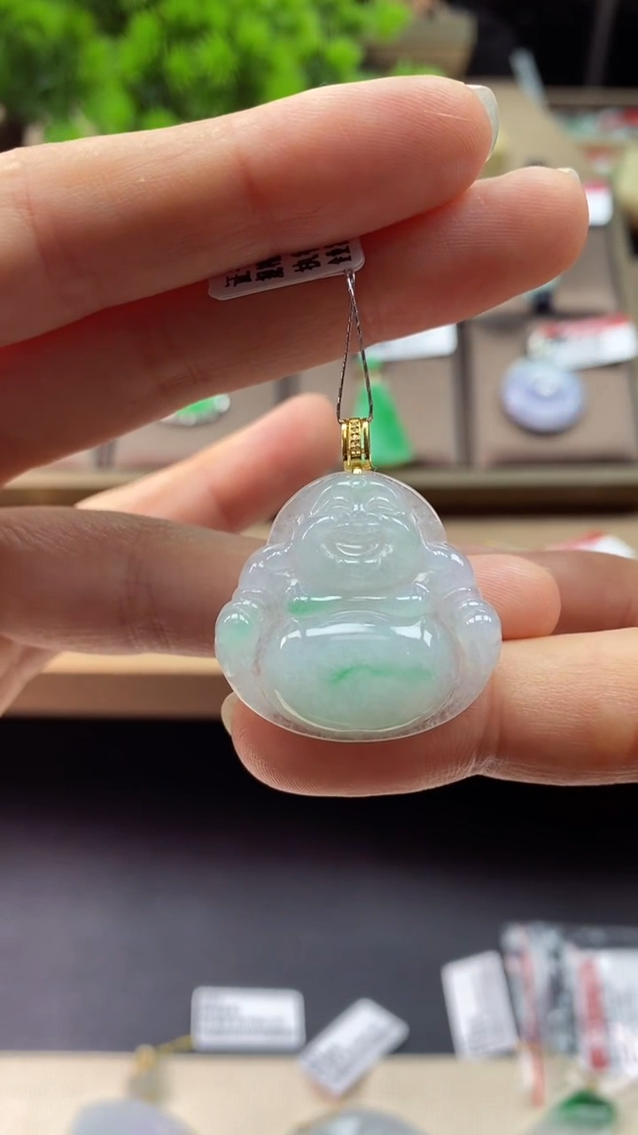 【闪购商品】翡翠颈饰18K金镶嵌佛公