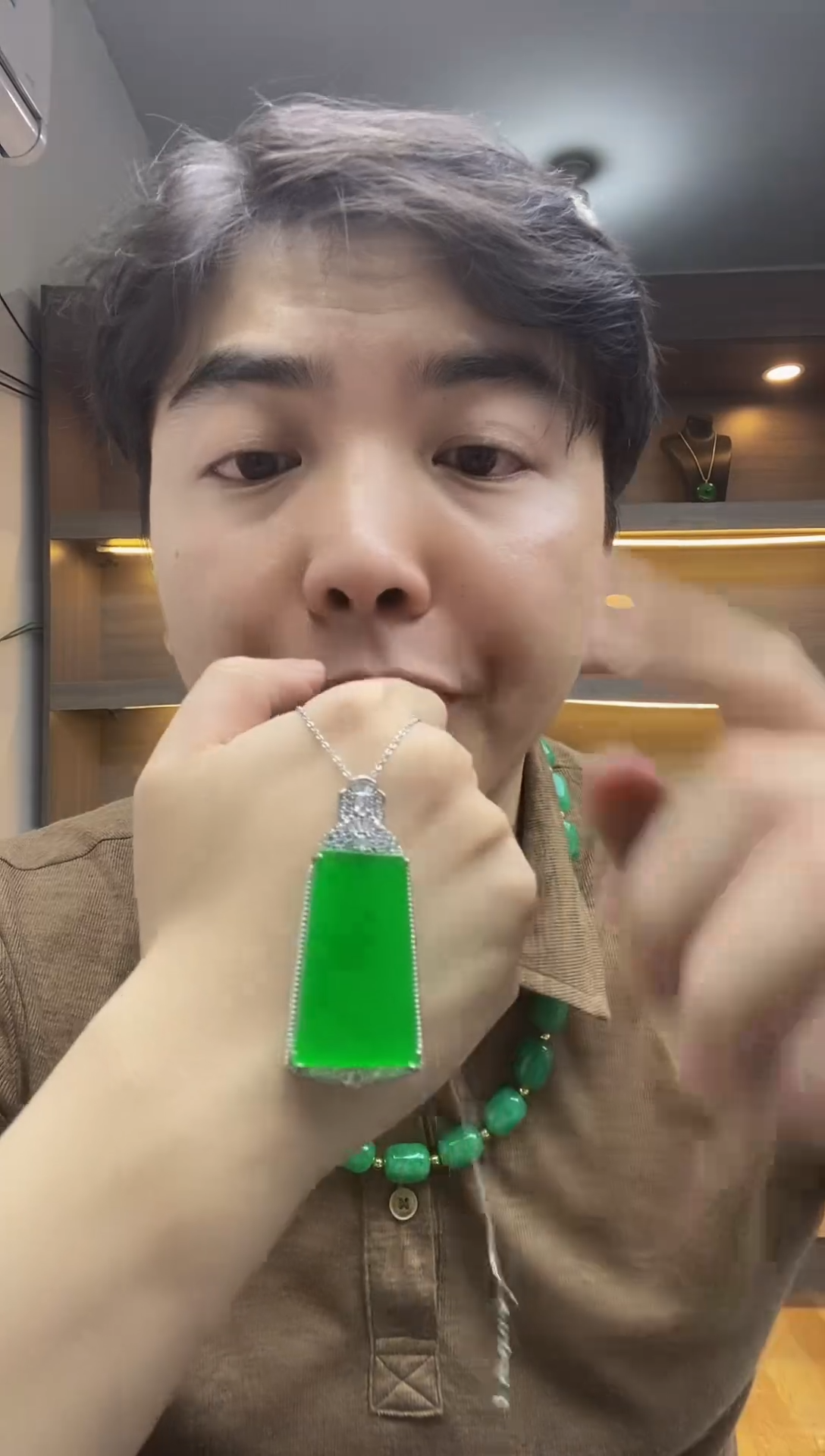 翡翠未镶嵌吊坠(赠链)【浠家定制】缅料时尚豪华无事牌