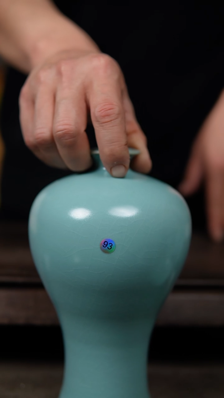 【闪购商品】杯仿古天青纯手工梅瓶21公分高93