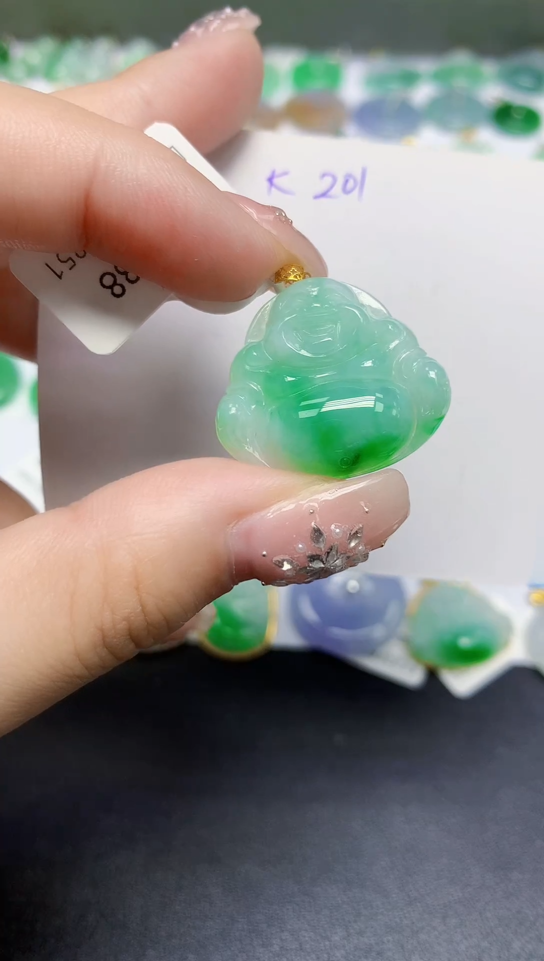 颈饰18K金镶嵌翡翠天然缅甸翡翠A货翡翠百元以上9元证书费自理