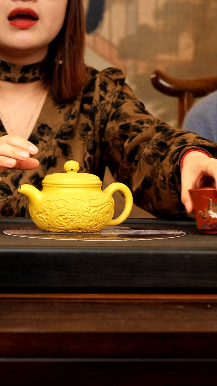 【闪购商品】紫砂茶壶PHJ 琉璃黄金段 仿古 350cc