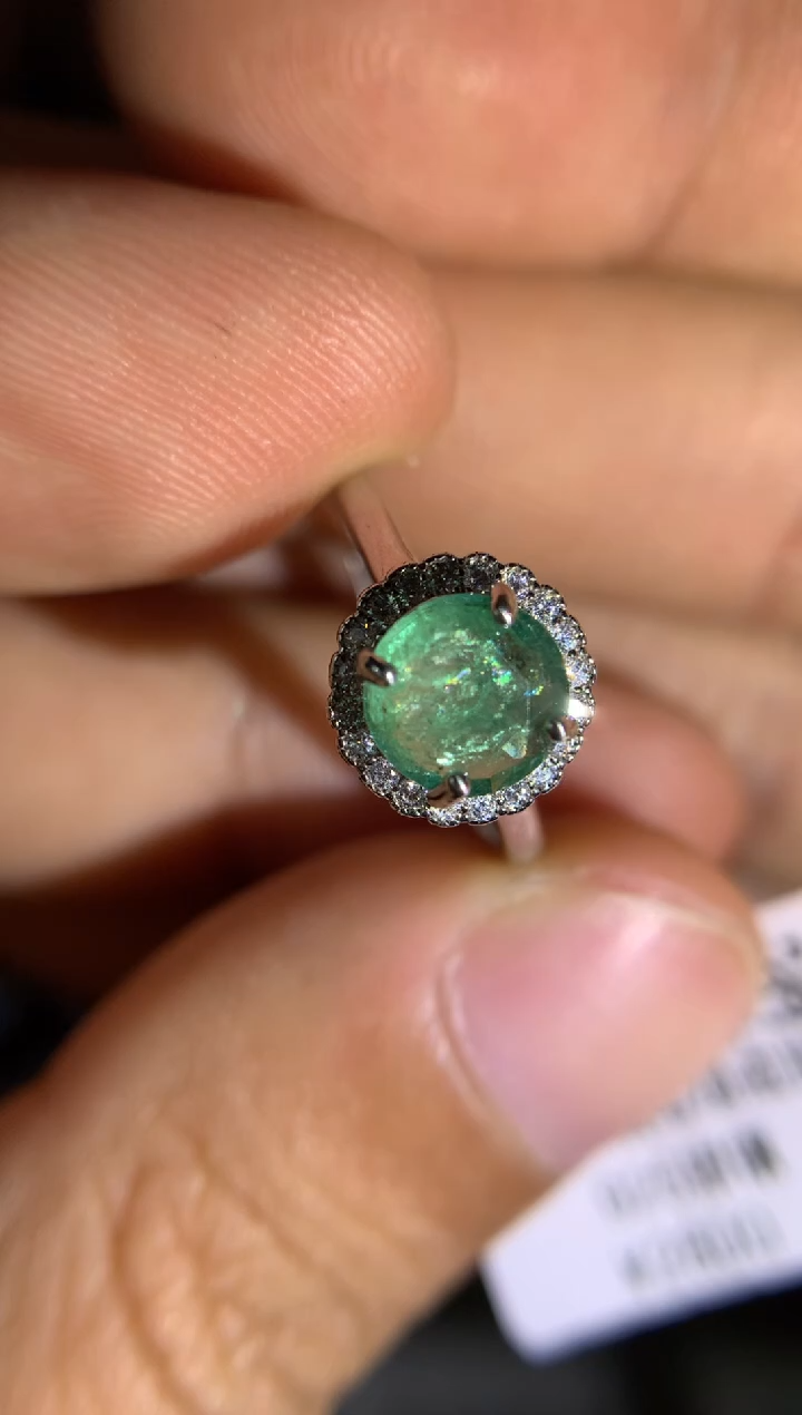 【闪购商品】祖母绿戒指银S925镶嵌活口