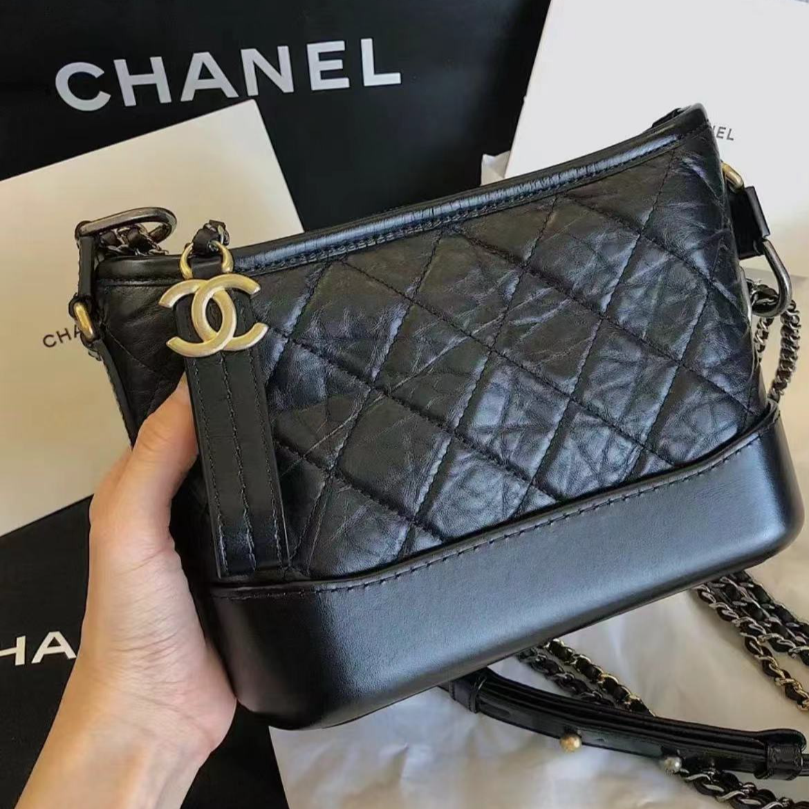 99新 Chanel/香奈儿 蔚蓝/黑金中号流浪包  芯片
