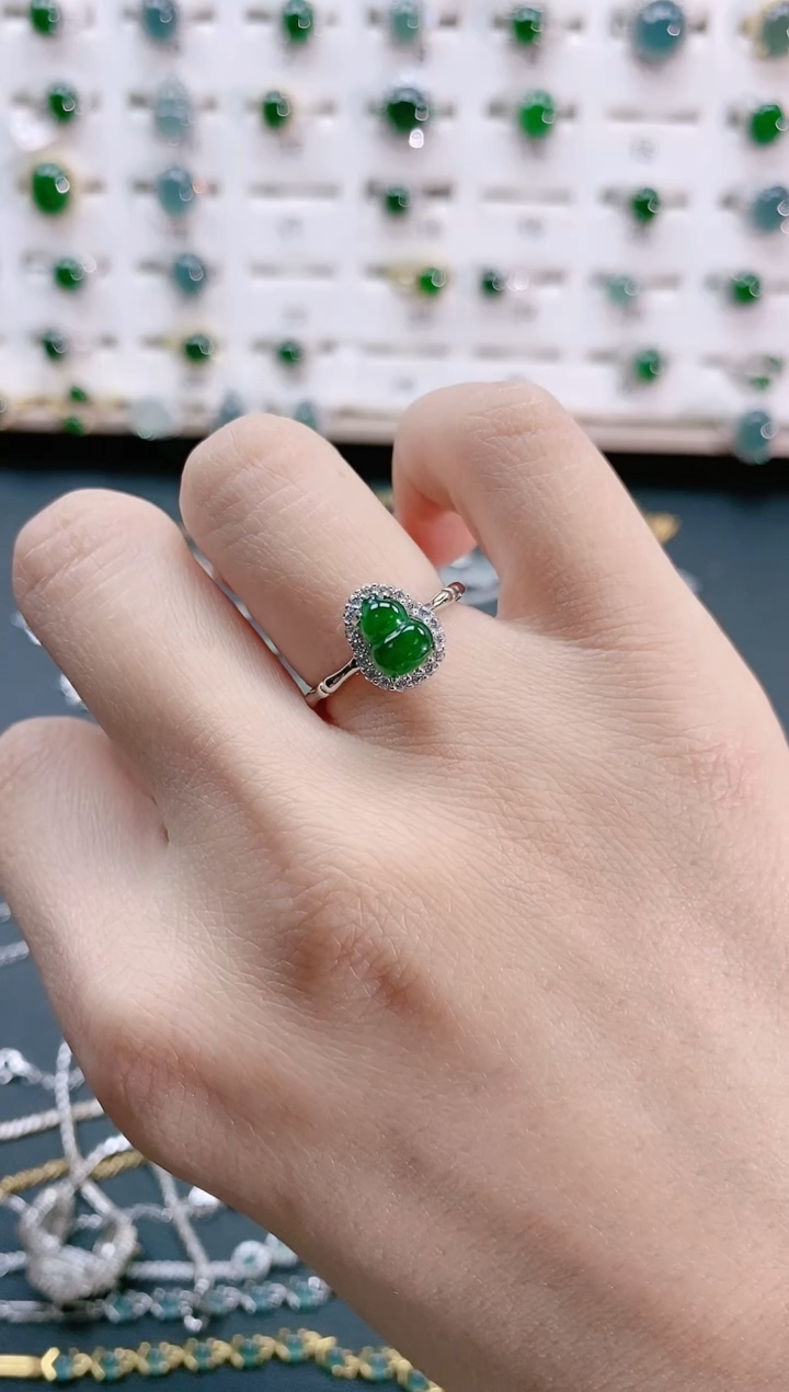 【闪购商品】翡翠戒指银S925镶嵌天然翡翠