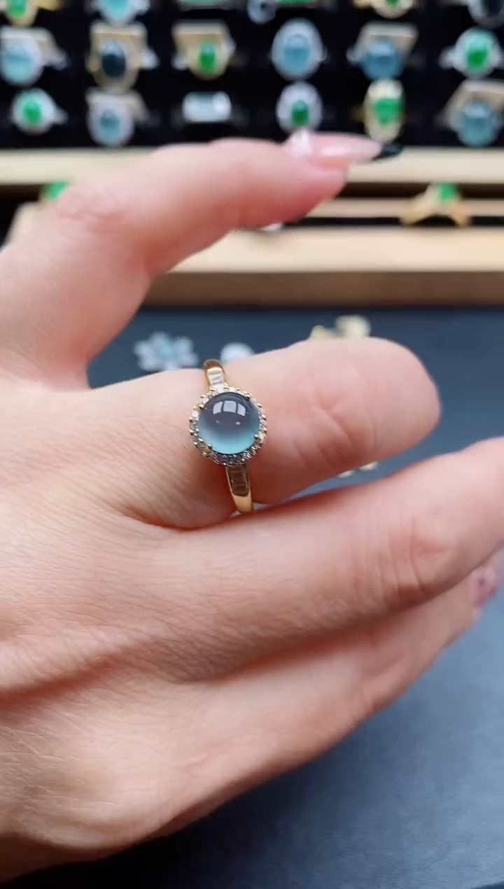 银S925镶嵌戒指翡翠1