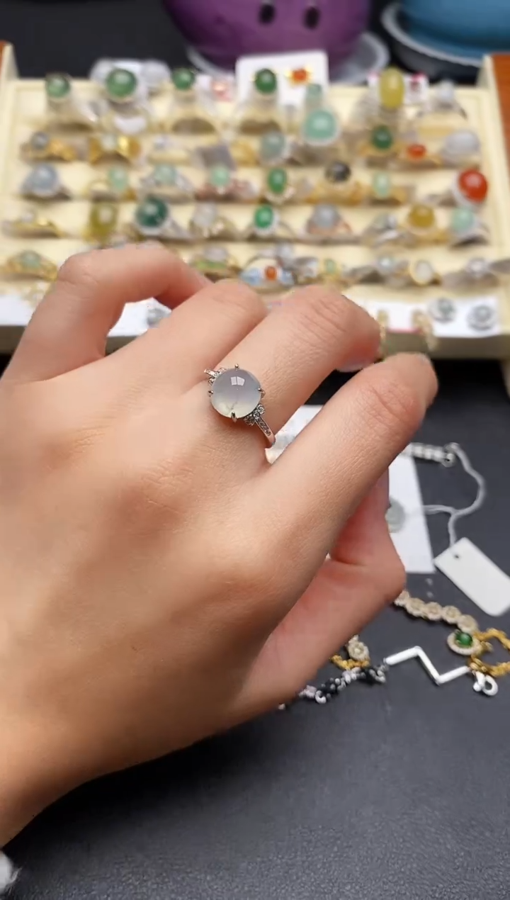 【闪购商品】翡翠戒指银S925镶嵌33333333+8