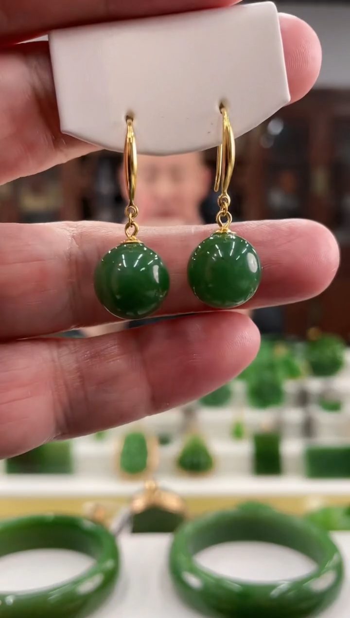 【闪购商品】和田玉耳钩银S925镶嵌大气耳钩