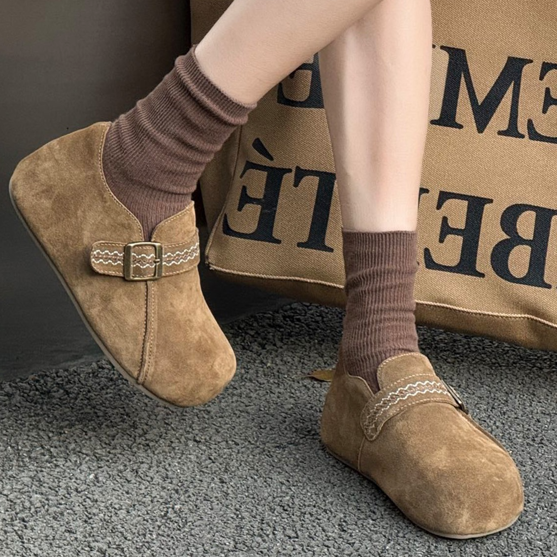 新款牛皮加绒博肯32261卡其棕