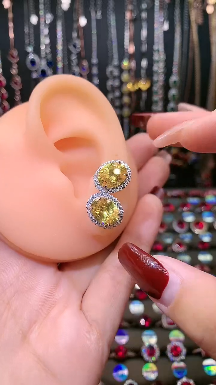 【闪购商品】水晶耳饰银S925镶嵌高温优化/合成处理8.10银色