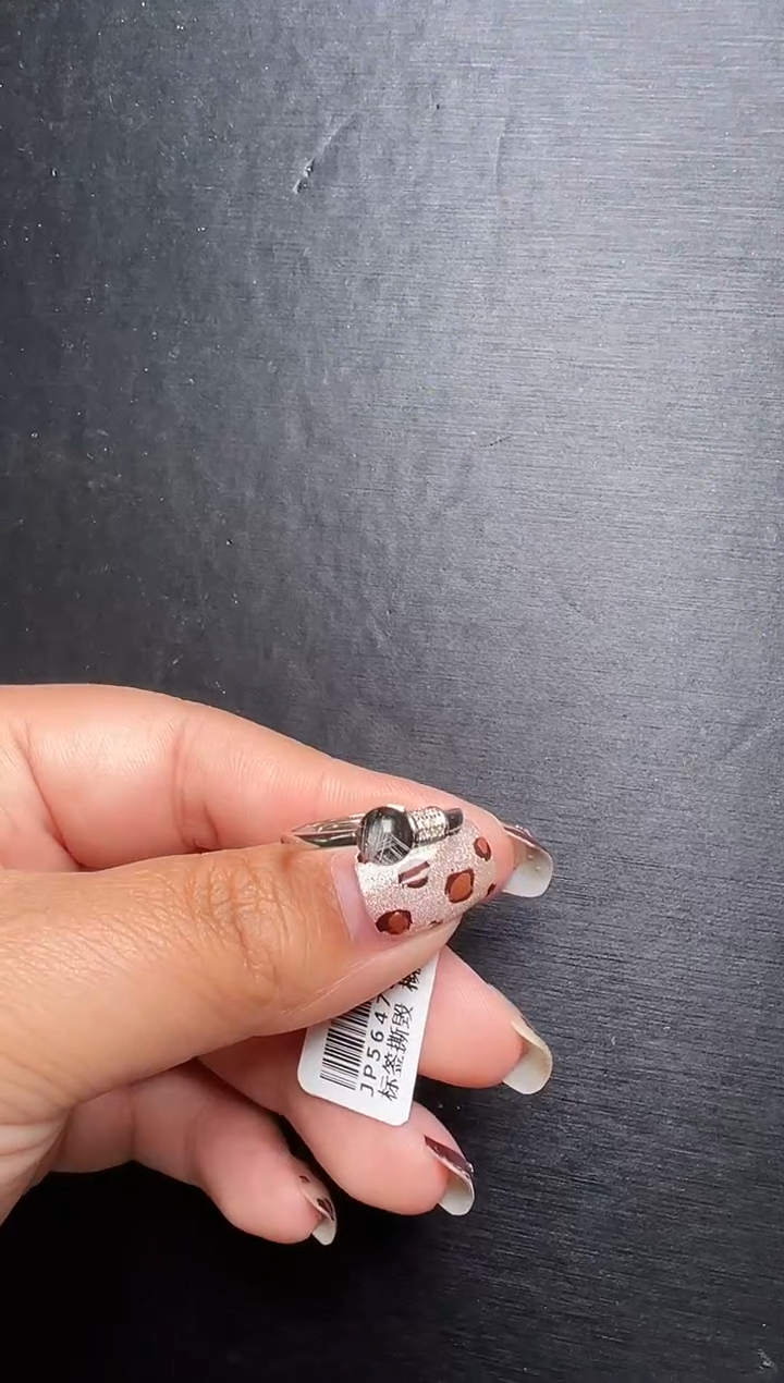 未镶嵌戒指水晶黑银钛戒指 JP56475 