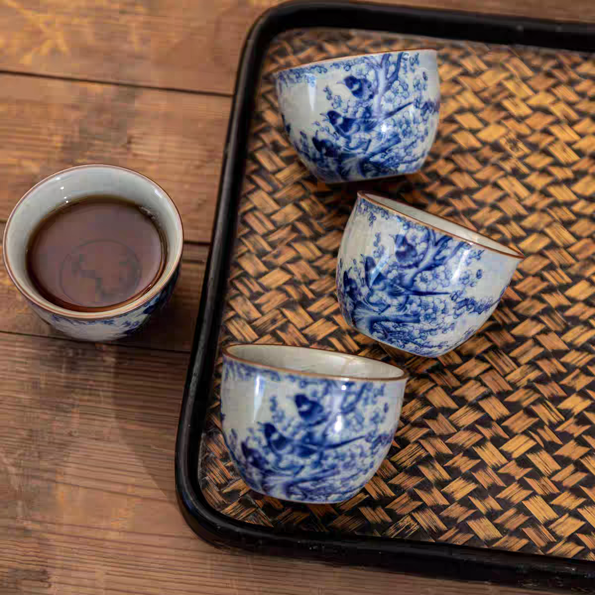 景德镇手工制作釉下彩老陶泥青花瓷喜上眉梢高端陶瓷茶具