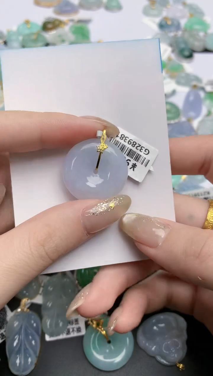 【闪购商品】翡翠颈饰18K金镶嵌天然缅甸翡翠A货