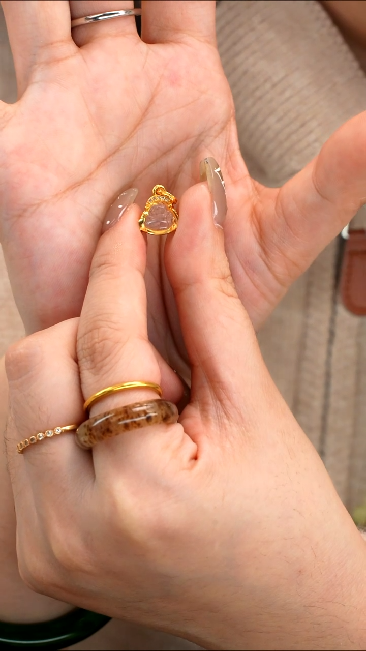 吊坠(不含链)银S925镶嵌石英质玉335佛公吊坠