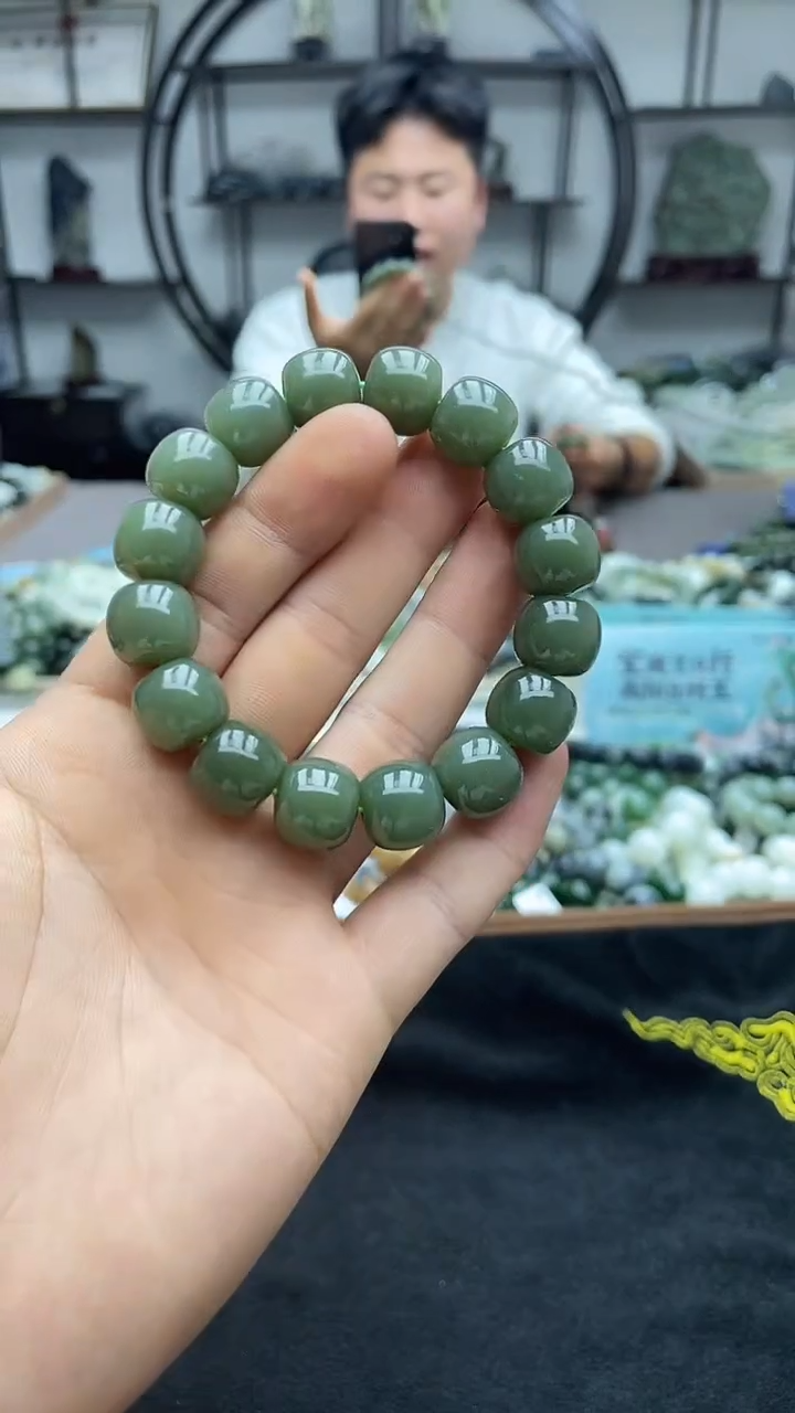 未镶嵌手串和田玉纯天然新疆若羌青黄口14老型