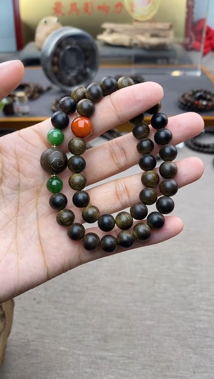 【闪购商品】沉香手串芽庄黄棋楠沉水老料0.8＋祥云1.2设计