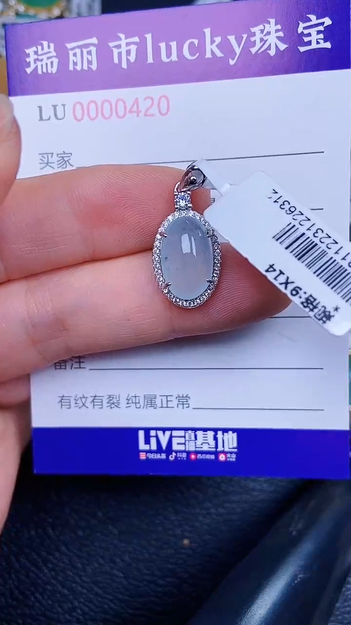 颈饰银S925镶嵌翡翠0420