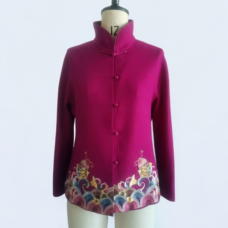 格格玫红色刺绣气质国风中国风中式女士上衣G73CI021117