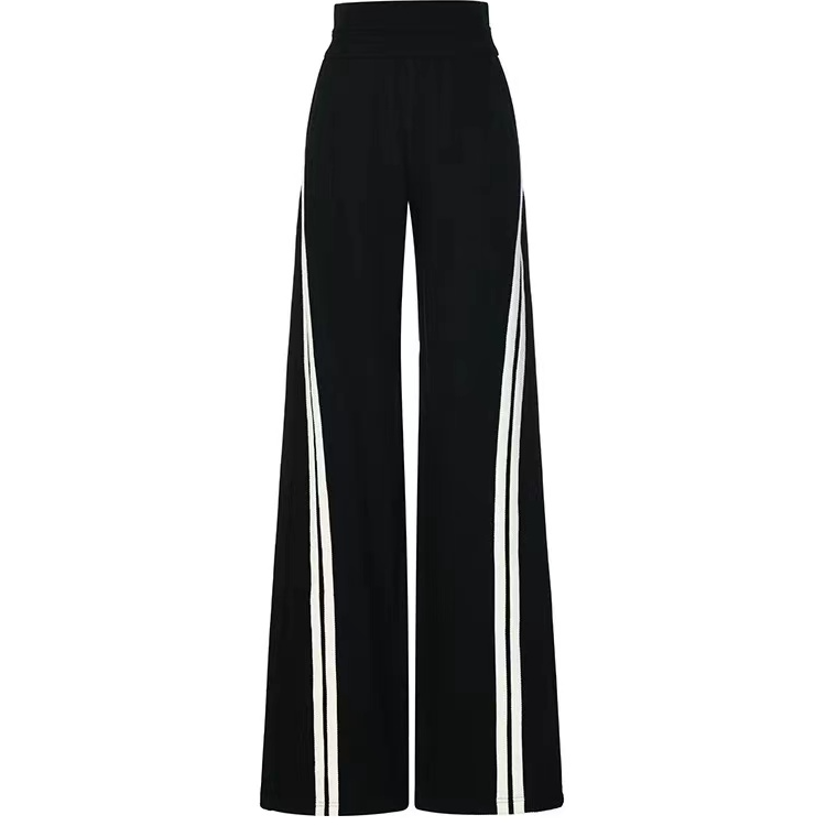 LeFame/拉飞姆LF24Q31SP034撞色斯隆名门条纹长裤高腰微喇阔腿裤