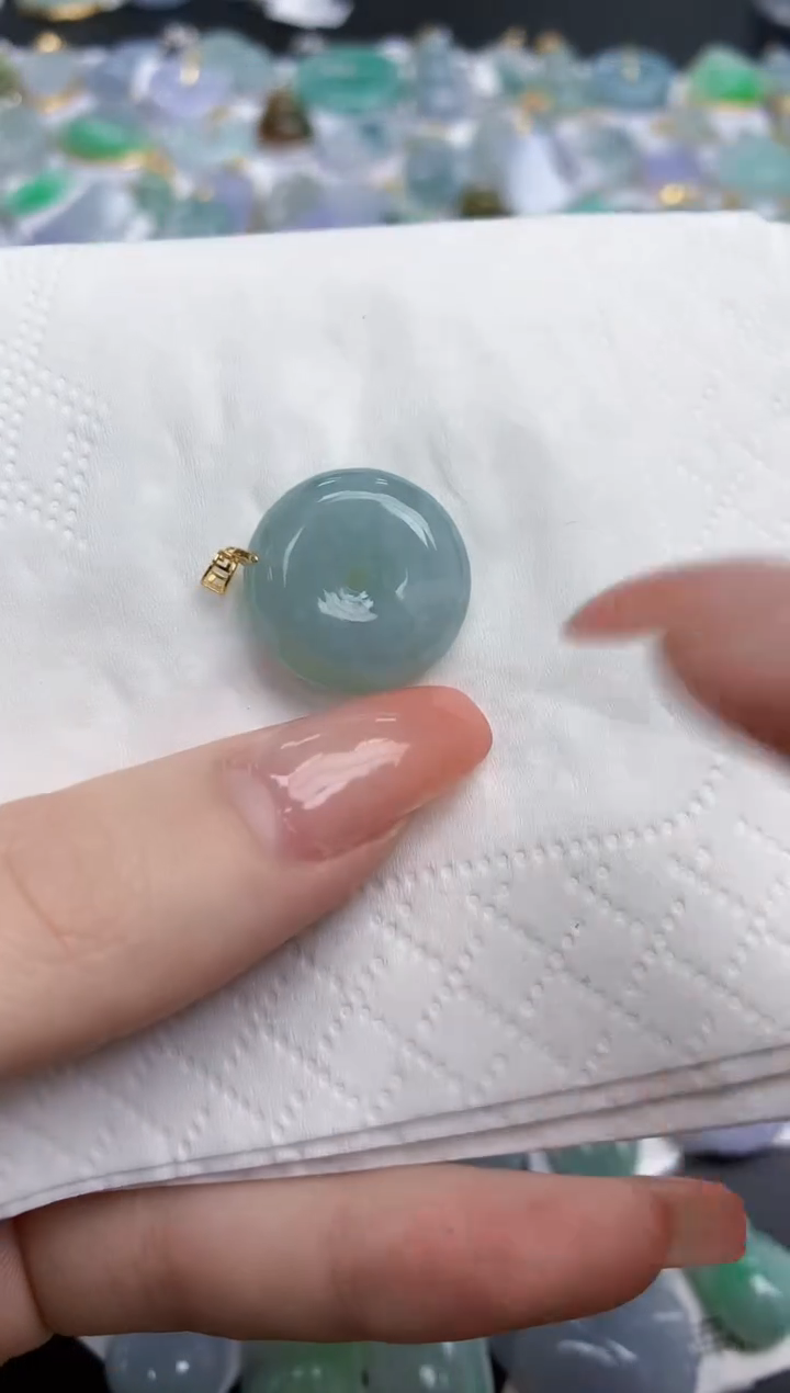 【闪购商品】翡翠颈饰18K金镶嵌天然缅甸翡翠A货