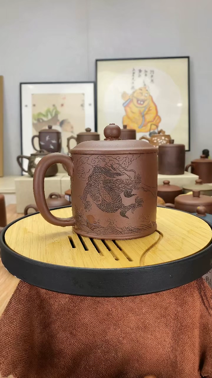 【闪购商品】紫砂茶杯陈腐老料紫泥龙杯