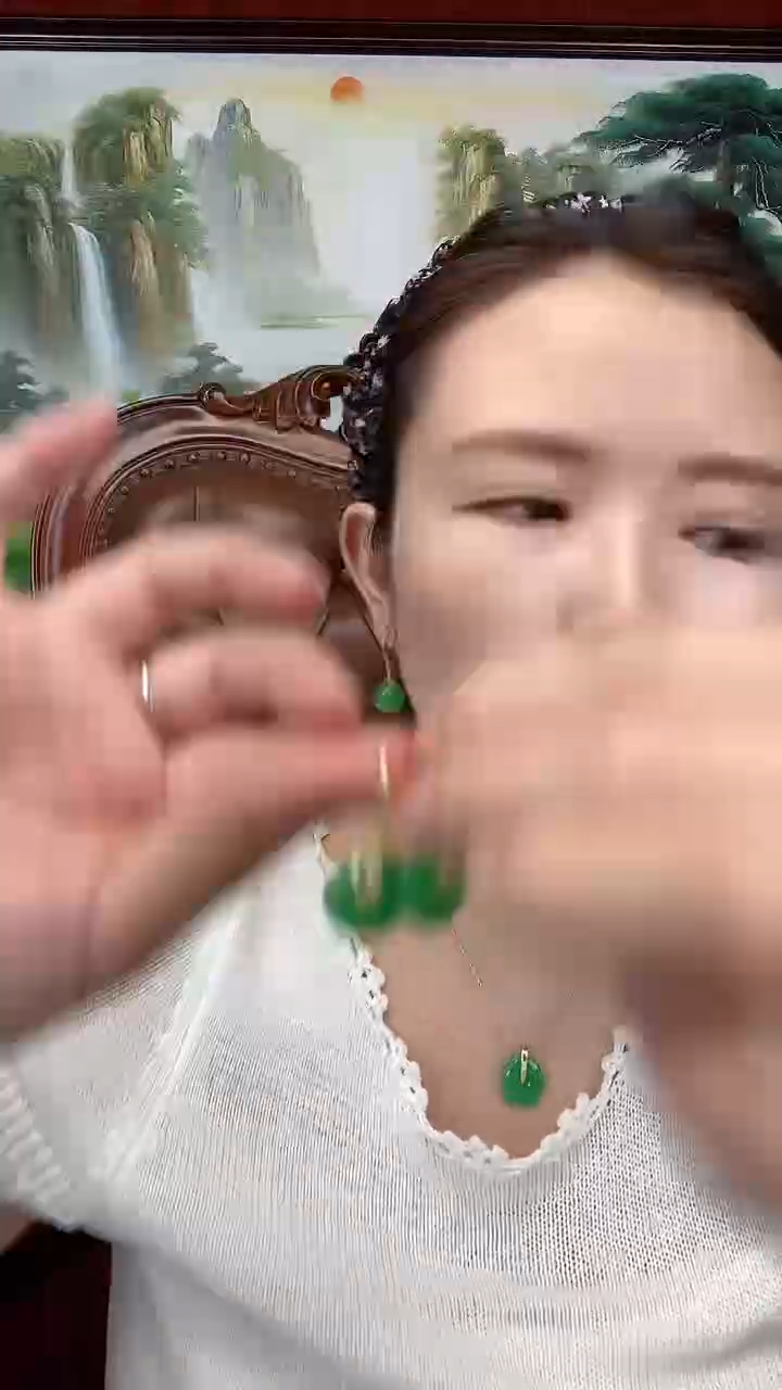 翡翠银S925镶嵌耳坠E02平安扣耳坠