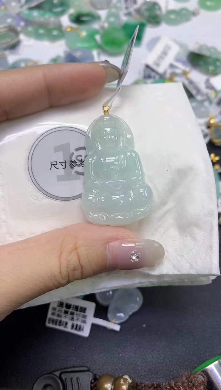 颈饰18K金镶嵌翡翠天然缅甸翡翠A货百元以上9元证书费自理